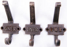Railway Company cast iron coat hooks.